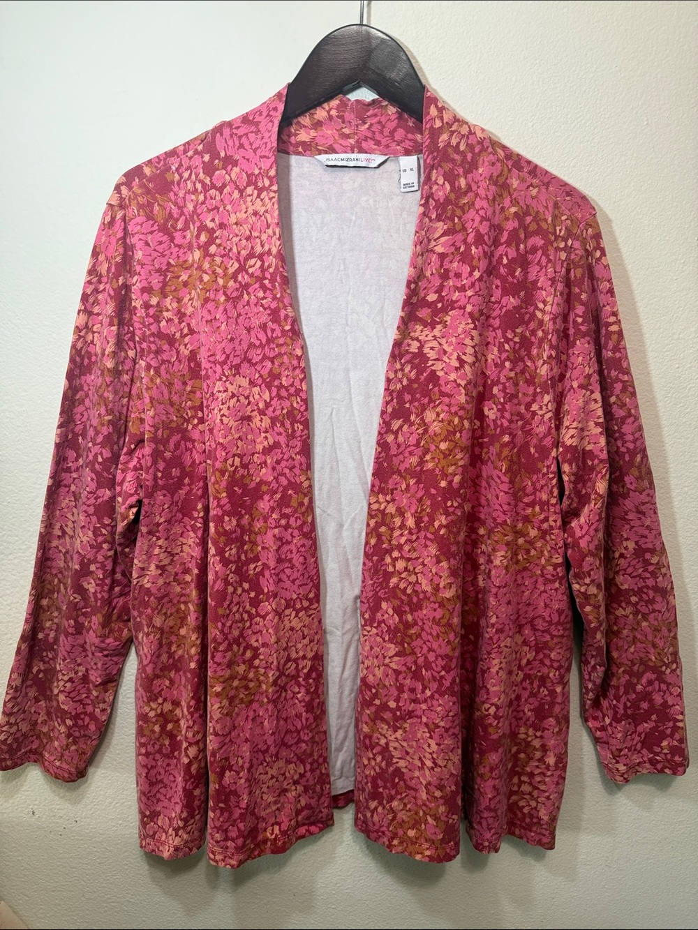 Isaac Mizrahi Live Pink Floral Open Front Jacket XL QVC
